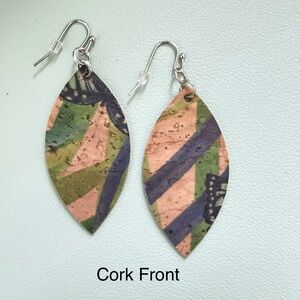 STSDesignCo | Handmade Cork & Vinyl Teardrop Earrings | 925 Sterling Silver